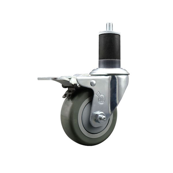 3.5'' Gray Poly Swivel 1-5/8'' Expanding Stem Caster Total Lock Brake